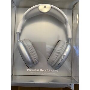 Chug Wireless Over Ear Rechargeable Headphones Silver White 20 Hour Playtime